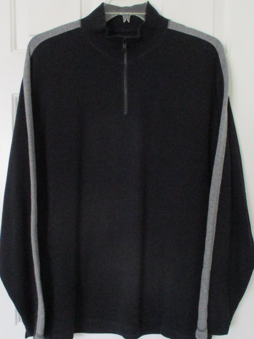 Eddie Bauer Mens L/S Black Gray Cotton Knit 1/4 Zip Sweater NWOT - Size Large